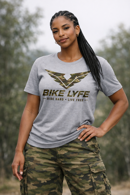 BIKE LYFE Relaxed Fit Army Camouflage T-Shirt