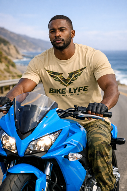 BIKE LYFE Relaxed Fit Army Camouflage T-Shirt